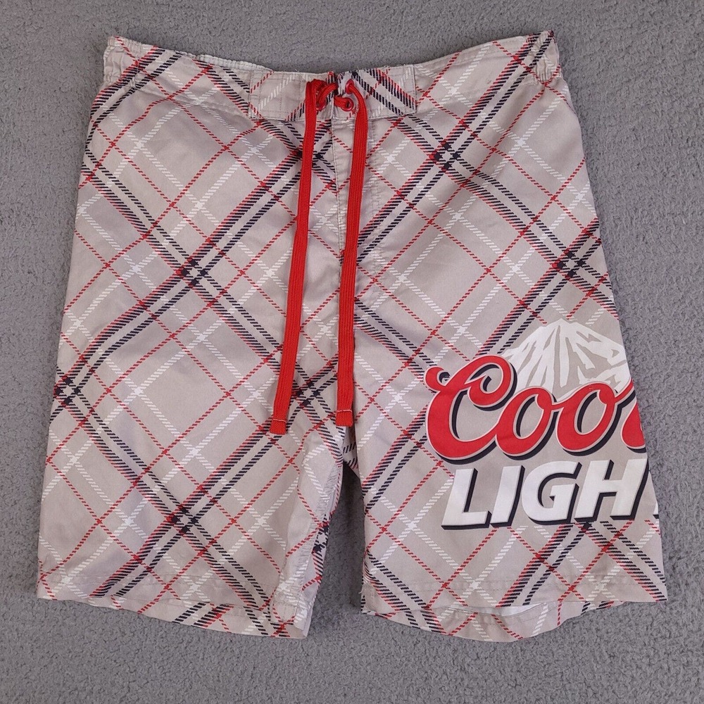 Coors Light Board Swim Shorts‎ Mens Small Gray Trunks Surf Beer Beach Lined